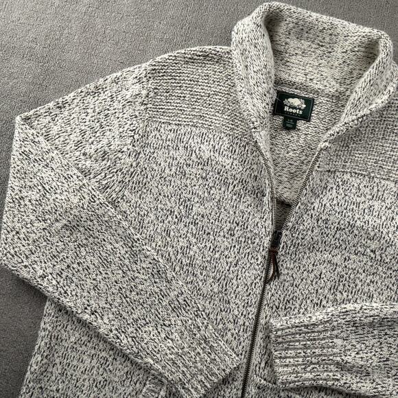 Roots Canada Jacket Adult Large Beige Full Zip Long Sleeve Knit Casual Men's - Picture 2 of 14